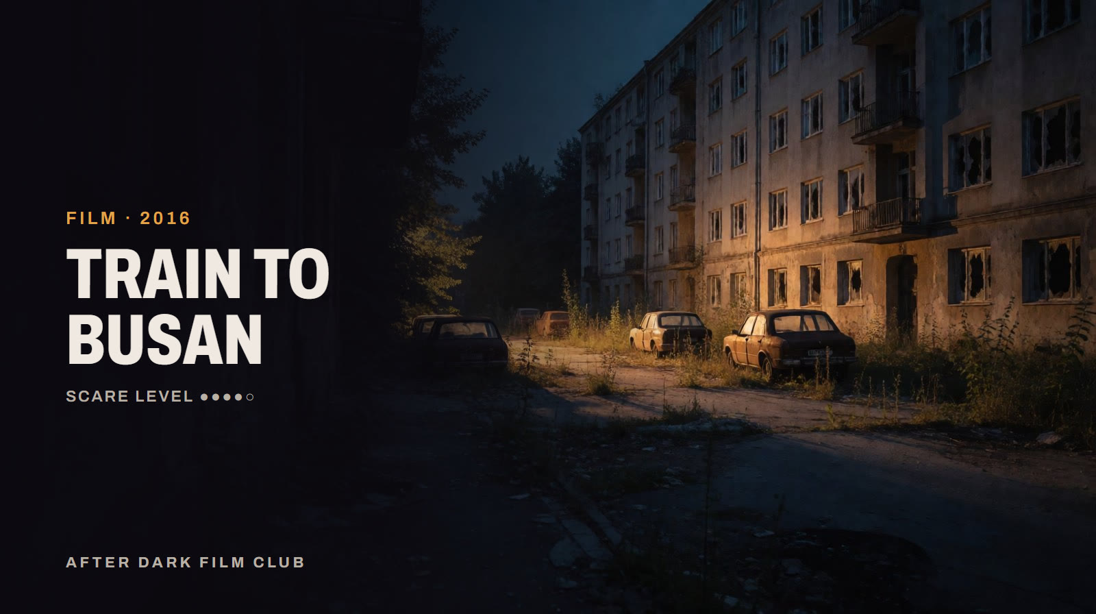 Train to Busan, an After Dark title card